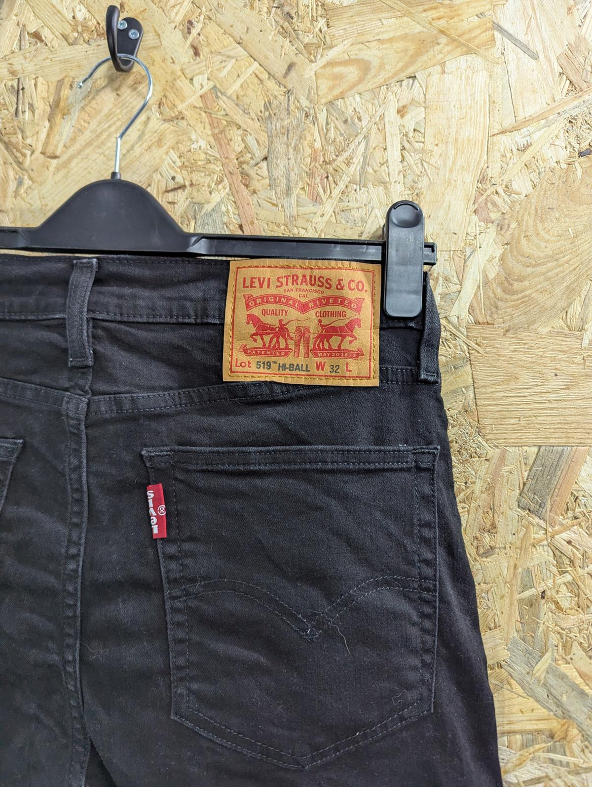 Levis 519 Hi-Ball Black Jeans W32 L31 Men Extreme Skinny Red Tab Zip Fly Stretch