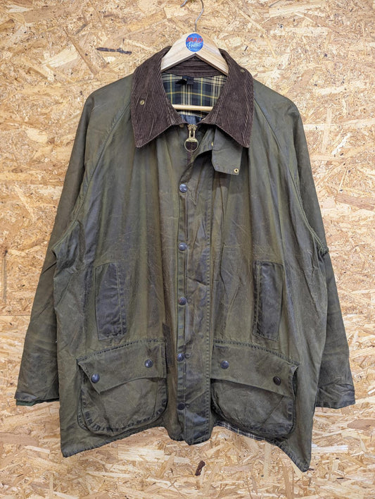 Vintage Barbour Beaufort Wax Jacket XXL C48 122cm Sage Green England Khaki