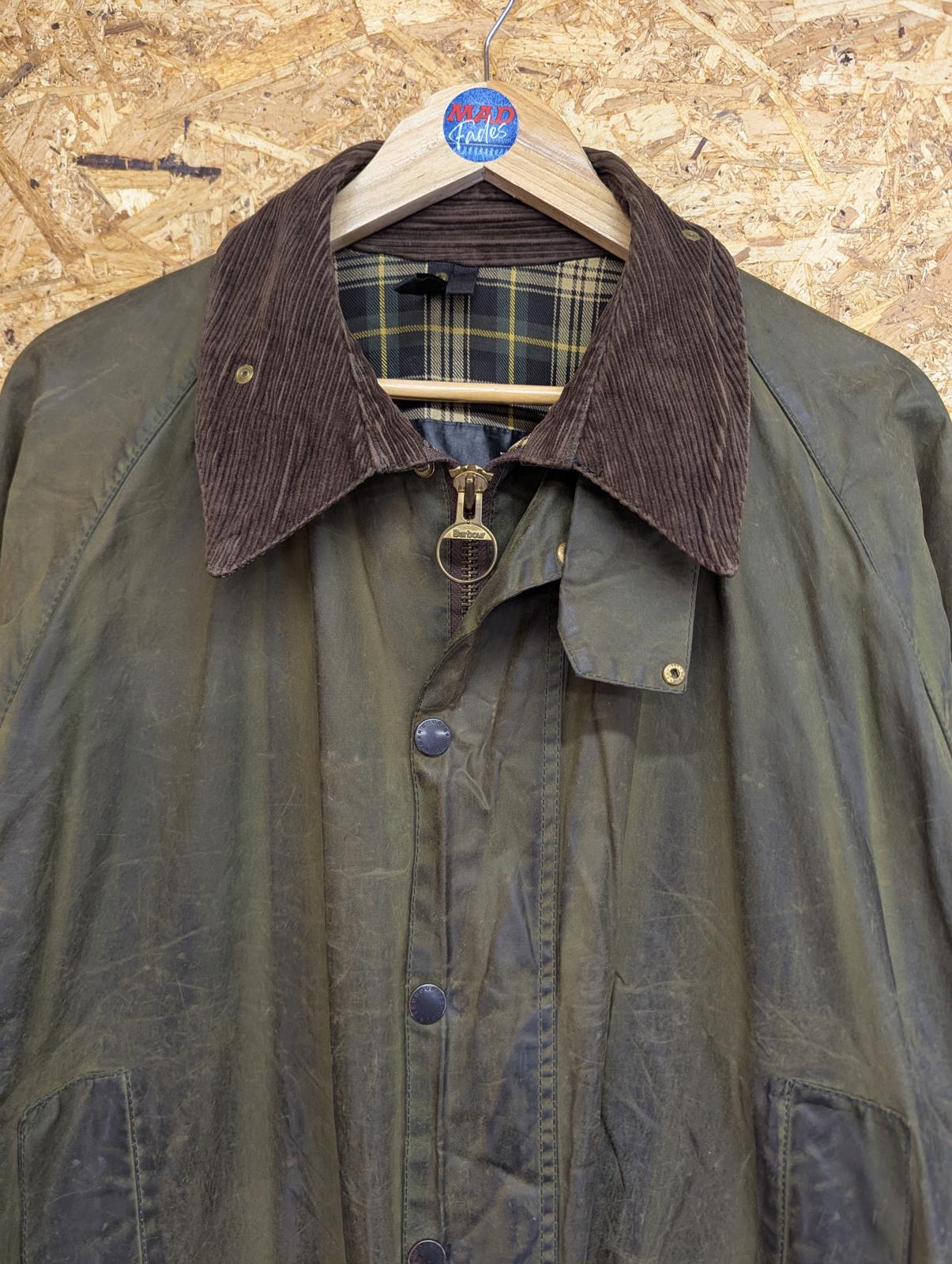 Vintage Barbour Beaufort Wax Jacket XXL C48 122cm Sage Green England Khaki