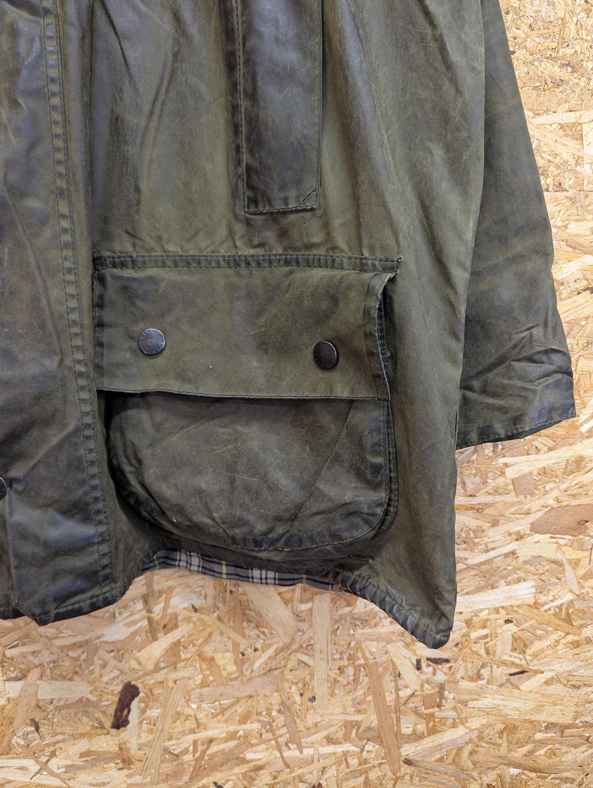 Vintage Barbour Beaufort Wax Jacket XXL C48 122cm Sage Green England Khaki