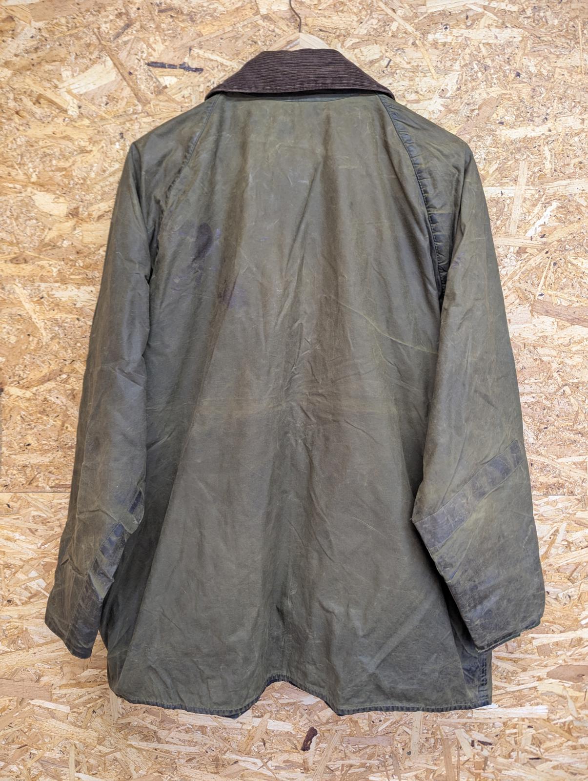Vintage Barbour Beaufort Wax Jacket XXL C48 122cm Sage Green England Khaki