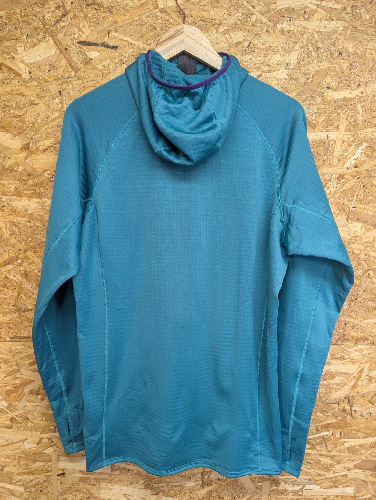 Patagonia R1 1/4 Zip Hoodie Jacket Large Microgrid Fleece Turquoise Green Purple