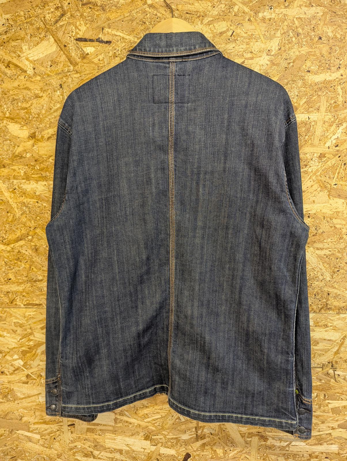 Pretty Green Denim Chore Jacket Size Large Pockets Mid Blue Indie Gallagher