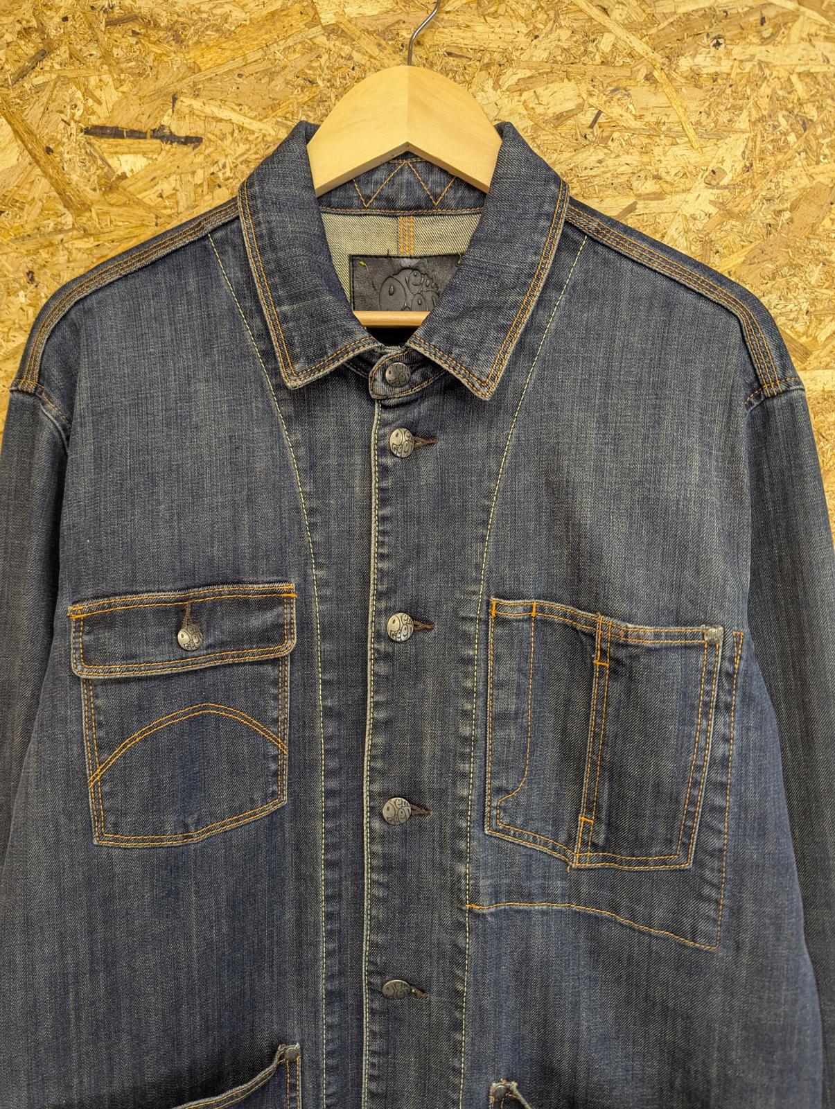 Pretty Green Denim Chore Jacket Size Large Pockets Mid Blue Indie Gallagher