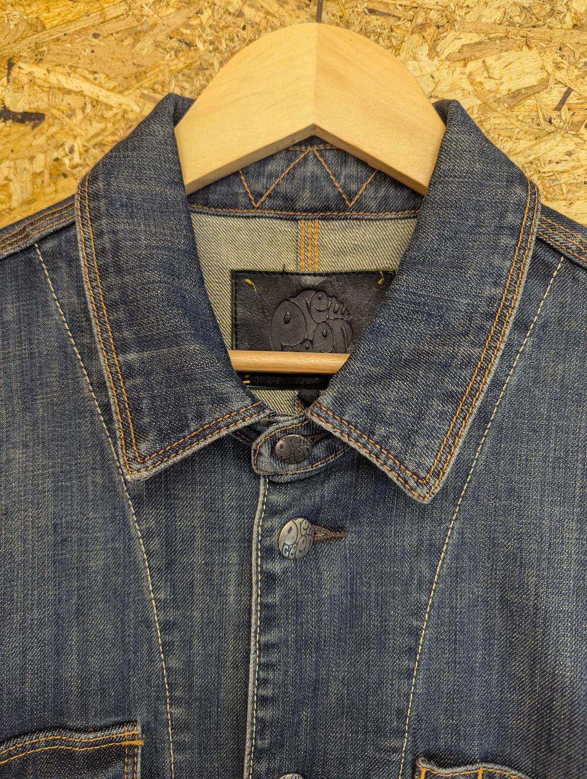 Pretty Green Denim Chore Jacket Size Large Pockets Mid Blue Indie Gallagher