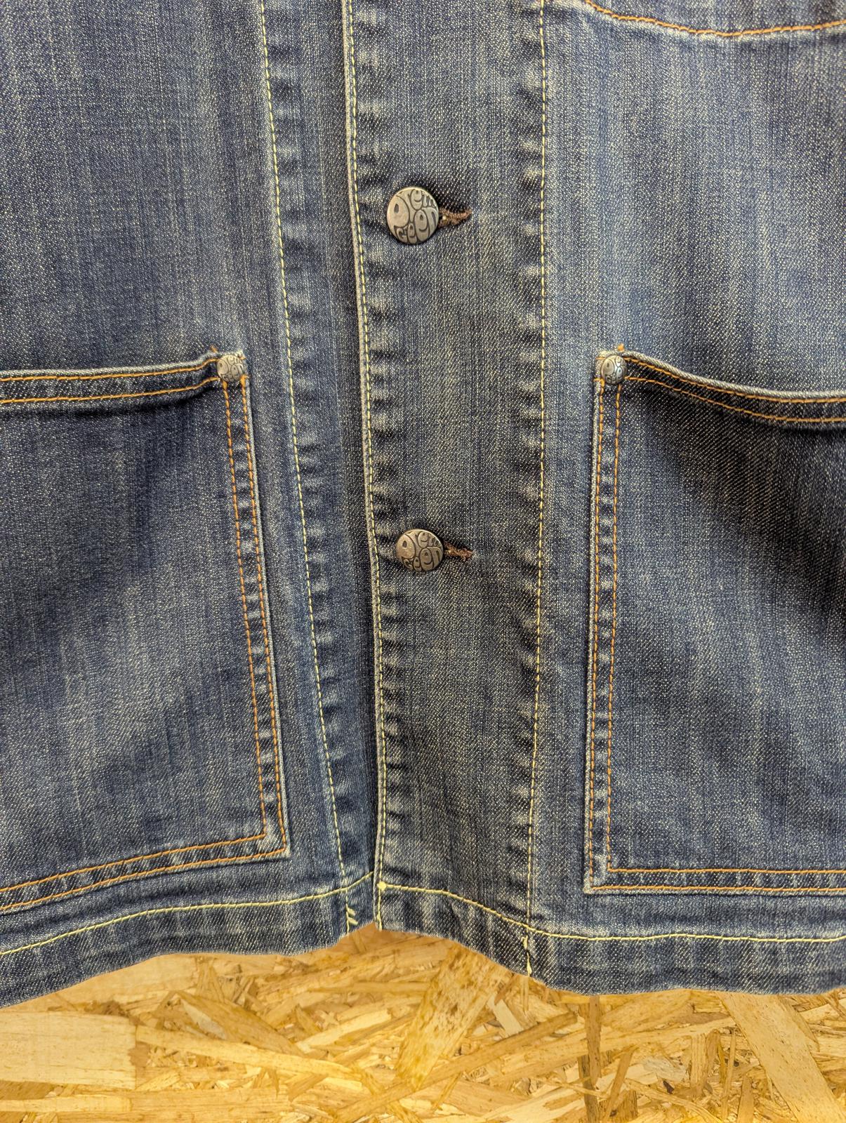 Pretty Green Denim Chore Jacket Size Large Pockets Mid Blue Indie Gallagher