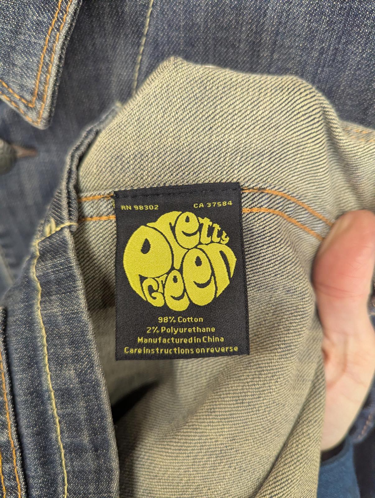 Pretty Green Denim Chore Jacket Size Large Pockets Mid Blue Indie Gallagher