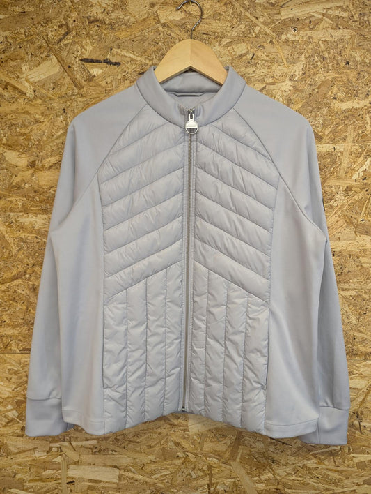 Barbour International Fibre-Down Jacket UK 16 Women Zip Pockets Grey Drive Sweat