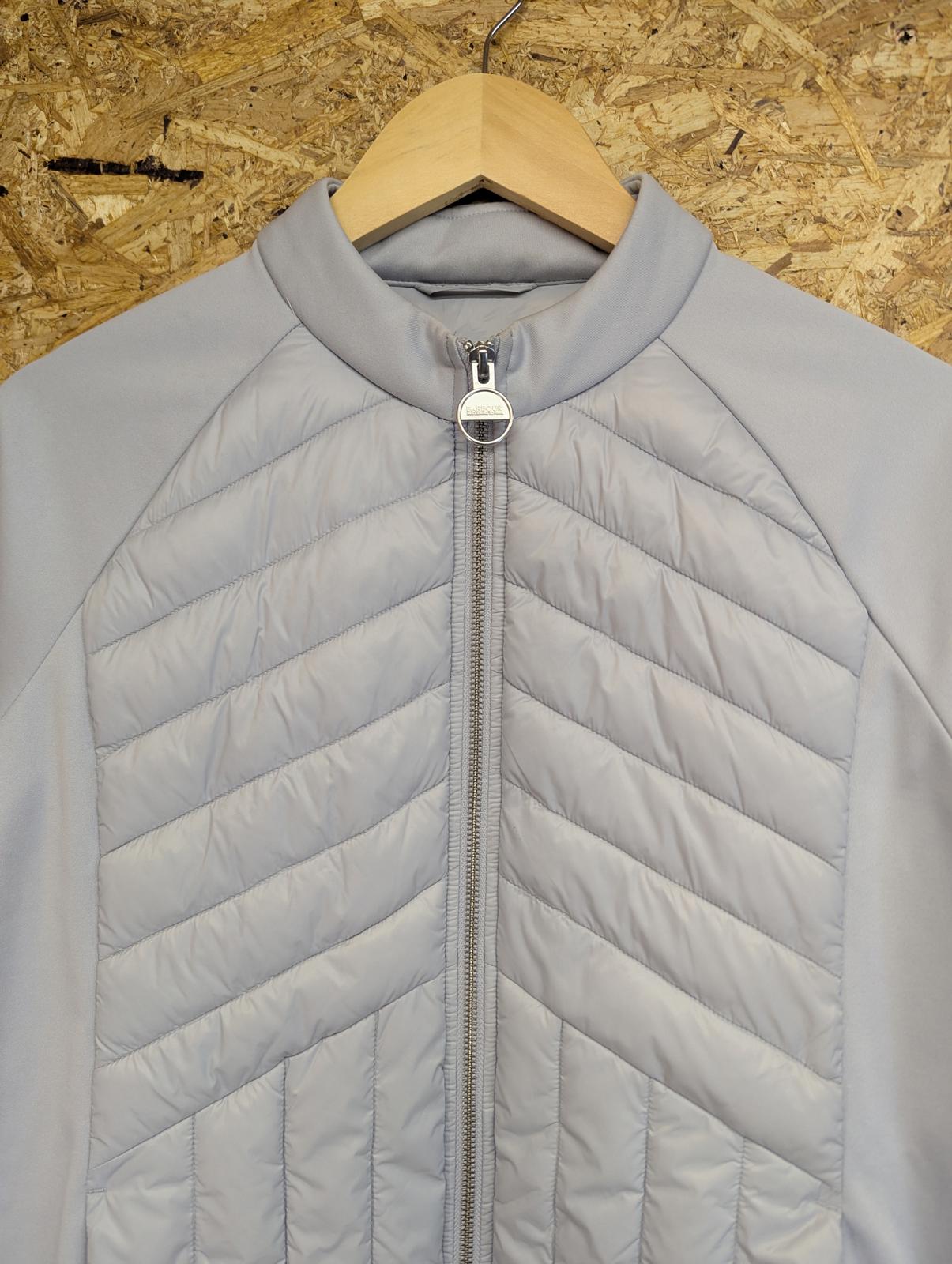 Barbour International Fibre-Down Jacket UK 16 Women Zip Pockets Grey Drive Sweat