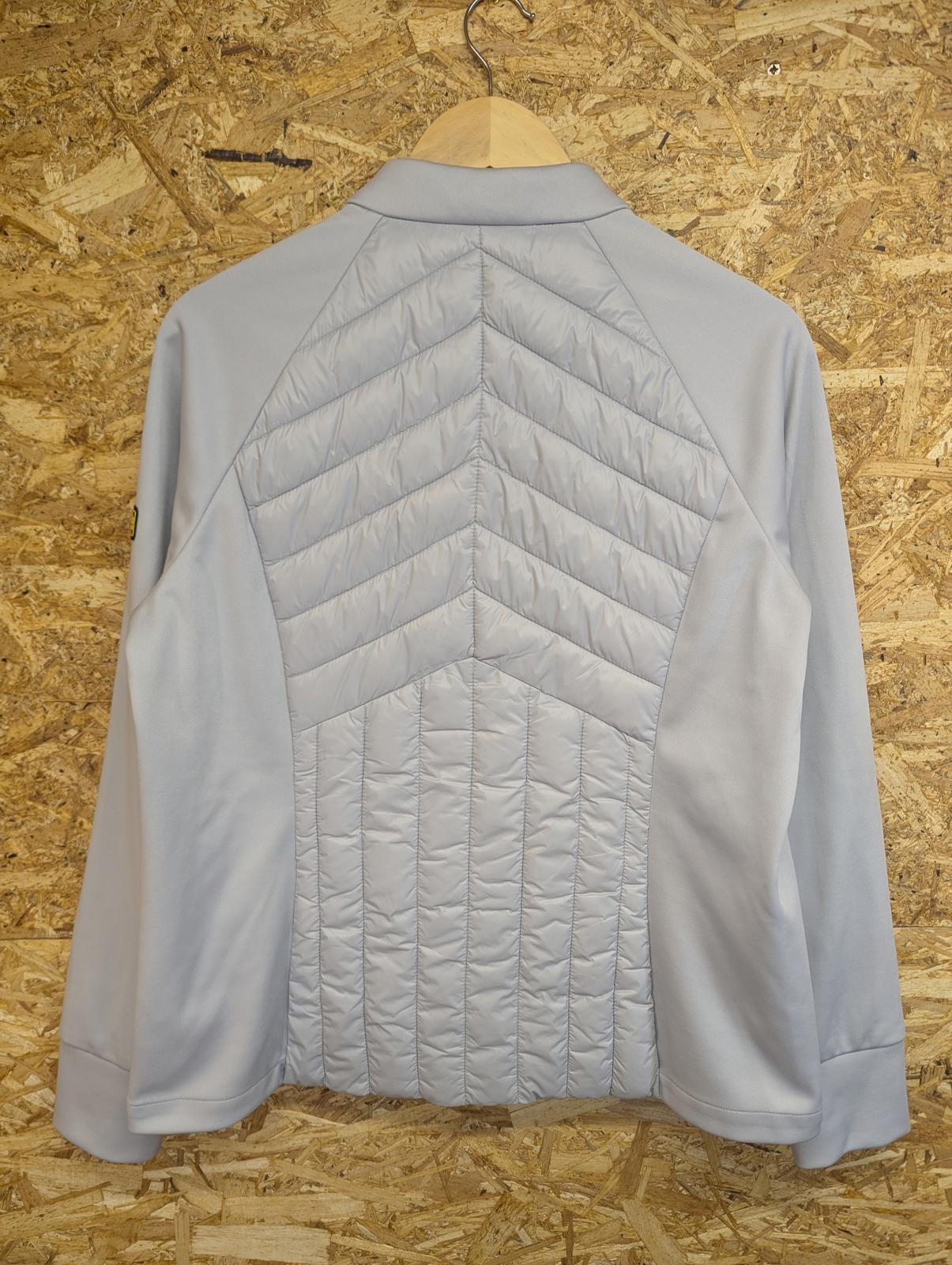 Barbour International Fibre-Down Jacket UK 16 Women Zip Pockets Grey Drive Sweat