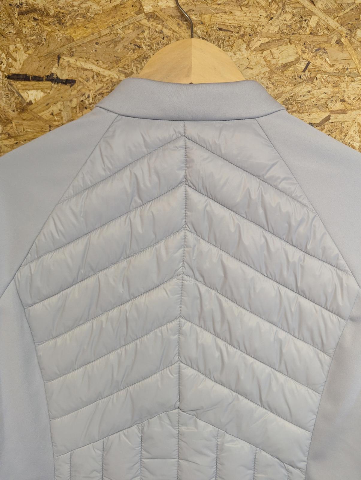 Barbour International Fibre-Down Jacket UK 16 Women Zip Pockets Grey Drive Sweat