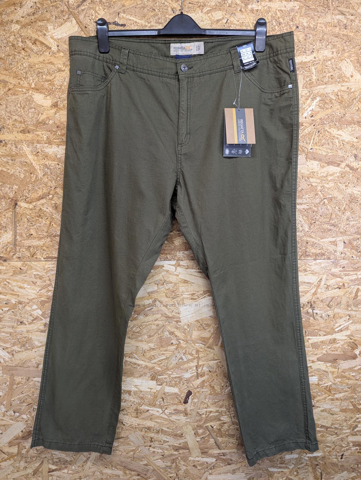 Regatta Landyn Trousers W42 L32 Men Khaki Green Cotton Hiking Walking Zip Fly