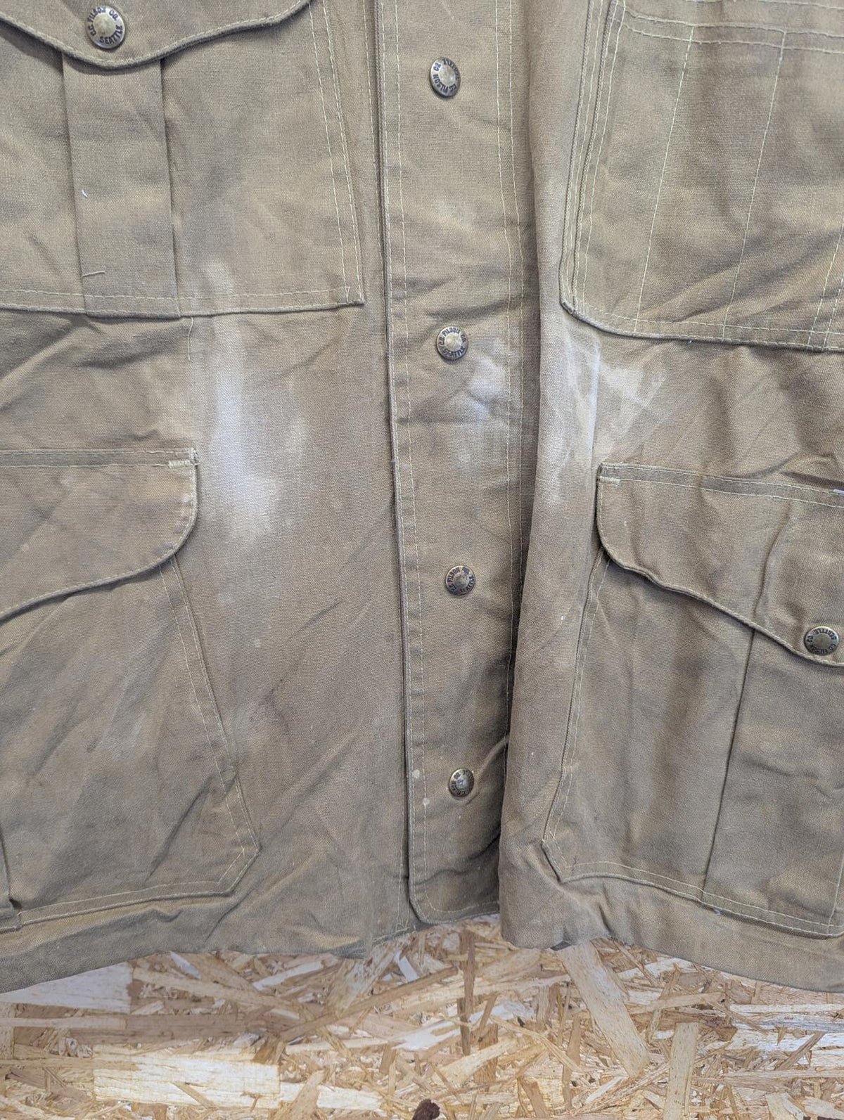 Filson Jacket Size XXL 48 Men Style 64 Tin Cloth Made In USA Tan Duck Brown