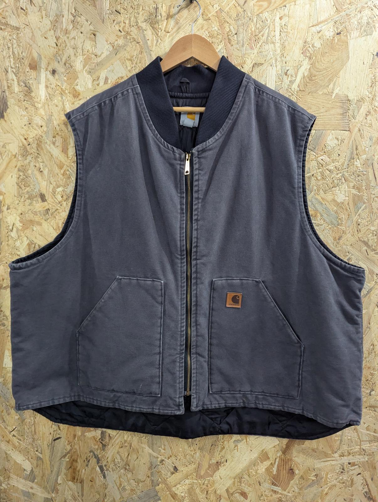 Carhartt Grey Quilted Lined Vest 4XL Men Quilted Padded Workwear Utility Pockets