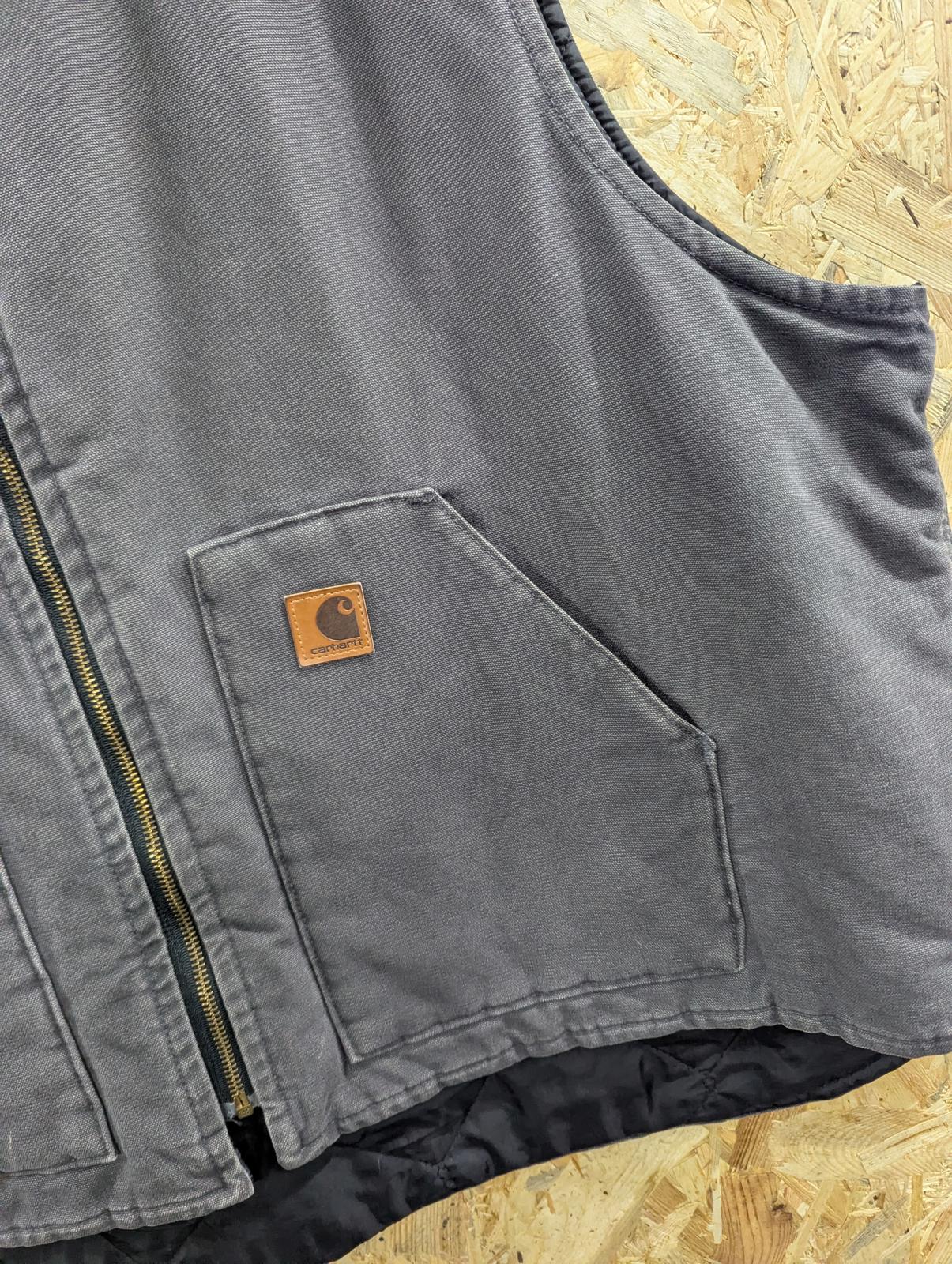 Carhartt Grey Quilted Lined Vest 4XL Men Quilted Padded Workwear Utility Pockets