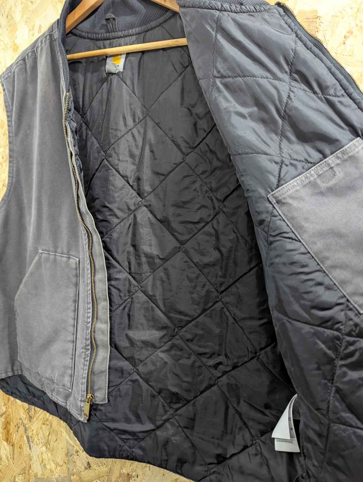 Carhartt Grey Quilted Lined Vest 4XL Men Quilted Padded Workwear Utility Pockets