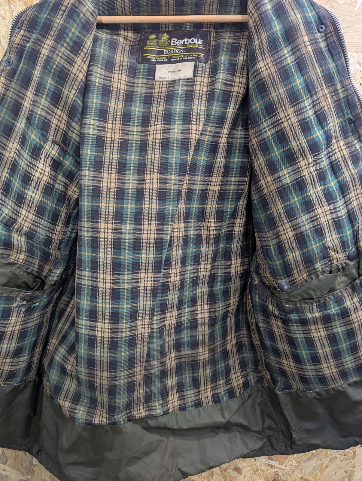 90s Barbour Bedale Green Wax Jacket Medium C40 Men England Tartan Cord A100