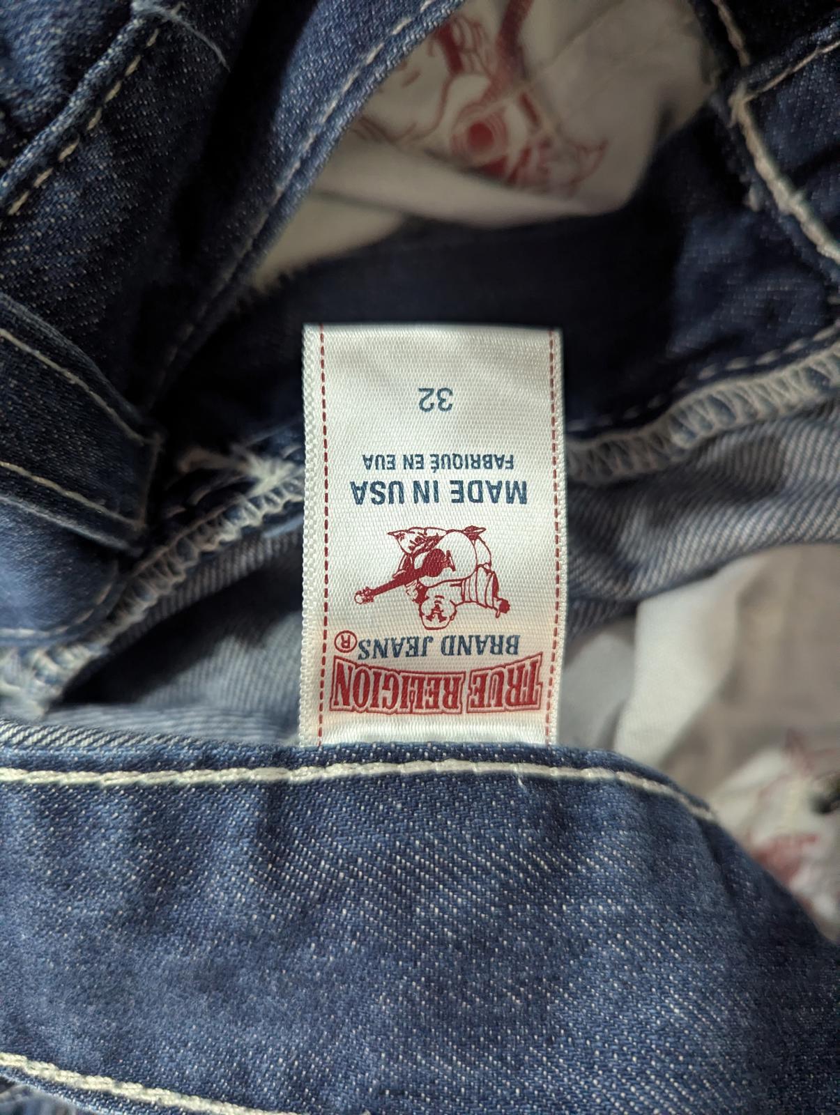 True Religion Jeans W32 L34 Men Skinny USA Made Navy Blue Denim Zip Fly Slim Fit