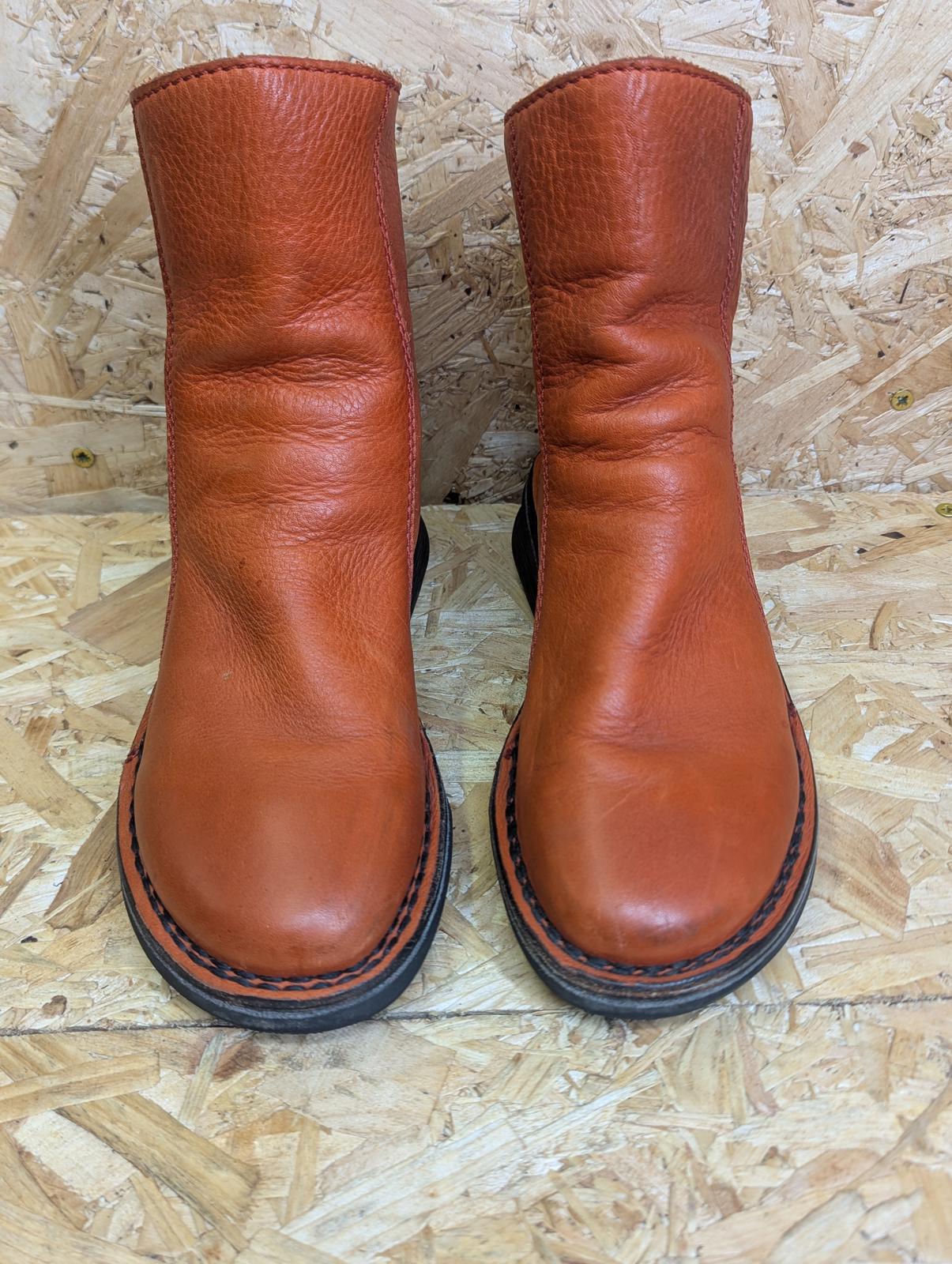 Arche Padaro Full Grain Orange Leather Ankle Boots Women UK Size 5 EU 38 Zip