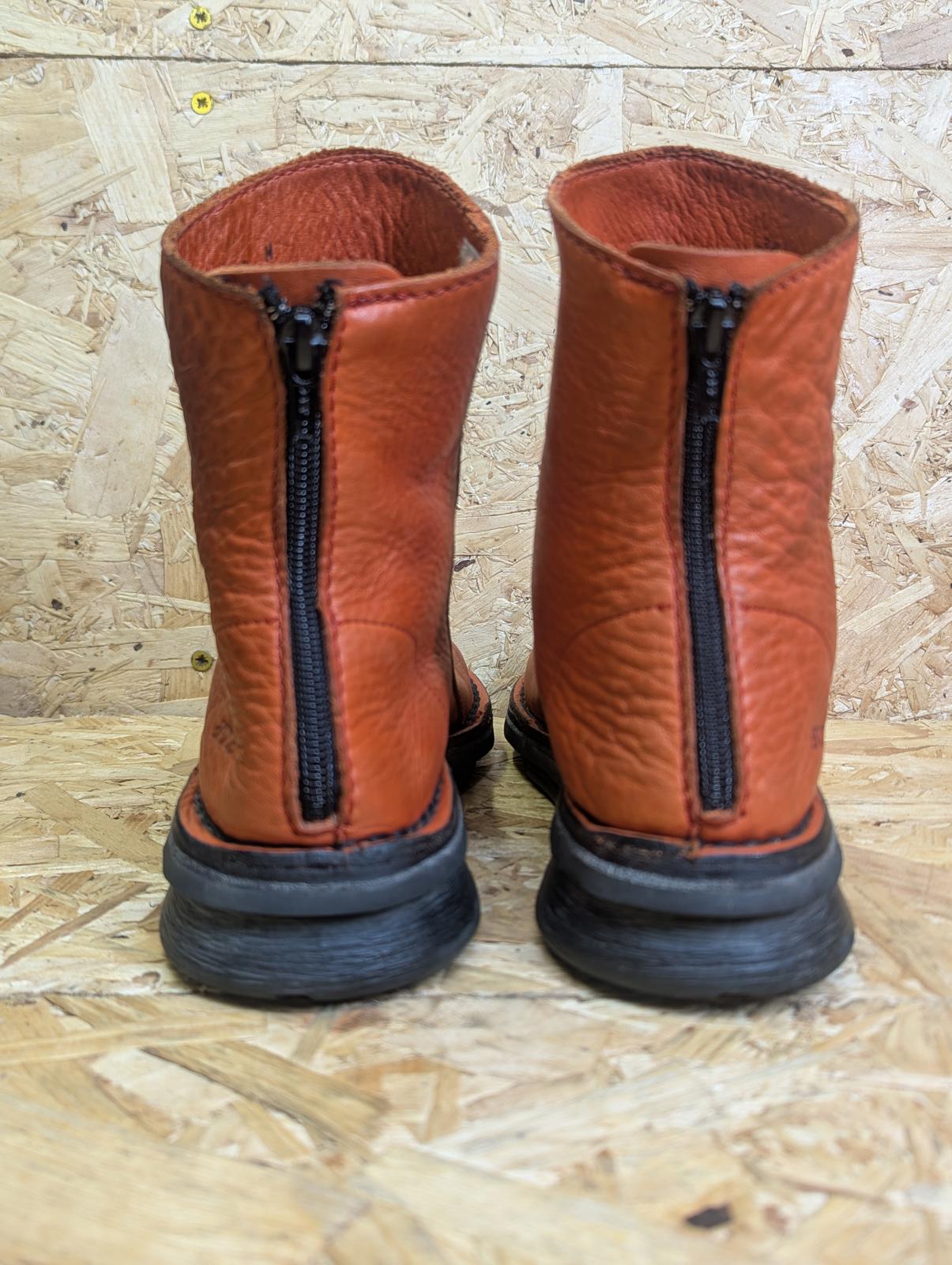 Arche Padaro Full Grain Orange Leather Ankle Boots Women UK Size 5 EU 38 Zip