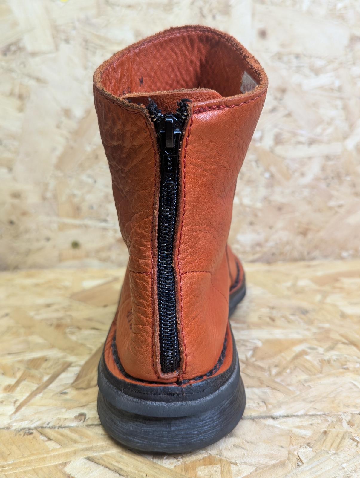 Arche Padaro Full Grain Orange Leather Ankle Boots Women UK Size 5 EU 38 Zip