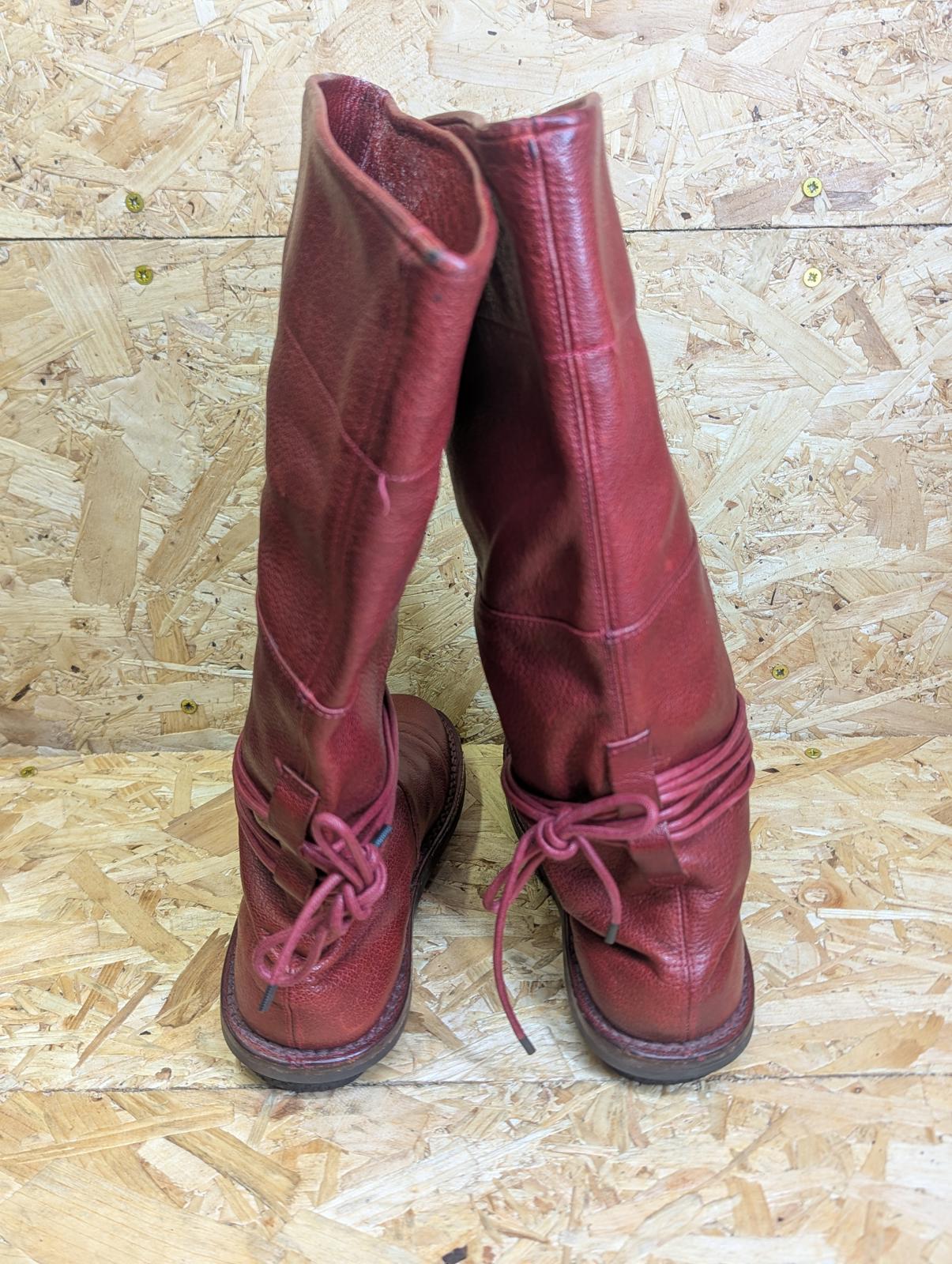 Trippen Full Grain Red Leather Boots Women UK Size 5 EU 38 Strap Lace Tie