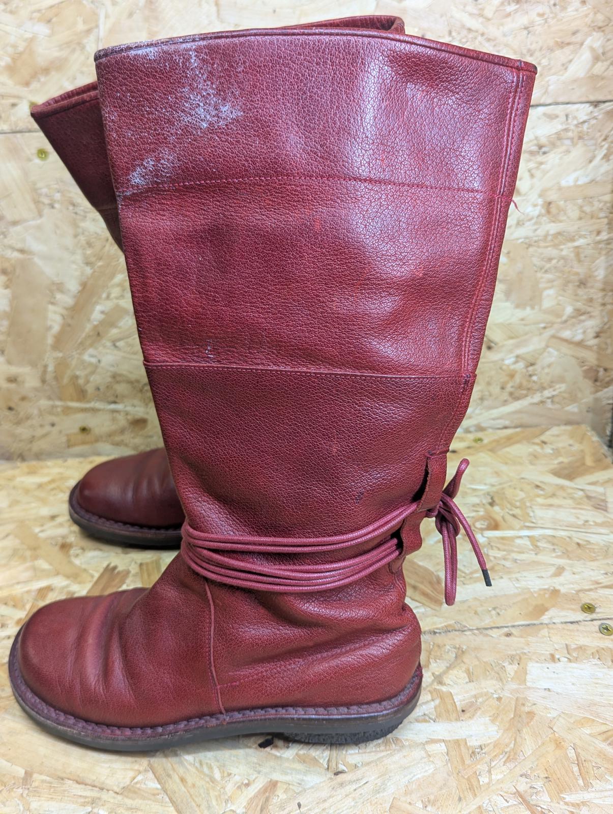Trippen Full Grain Red Leather Boots Women UK Size 5 EU 38 Strap Lace Tie
