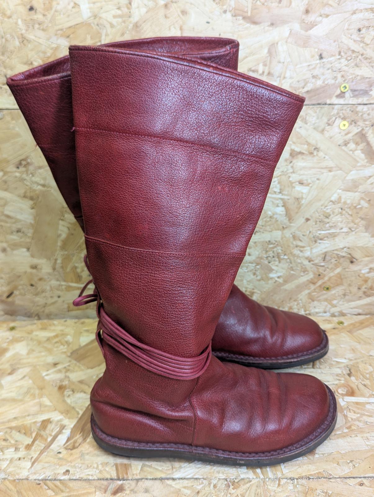 Trippen Full Grain Red Leather Boots Women UK Size 5 EU 38 Strap Lace Tie