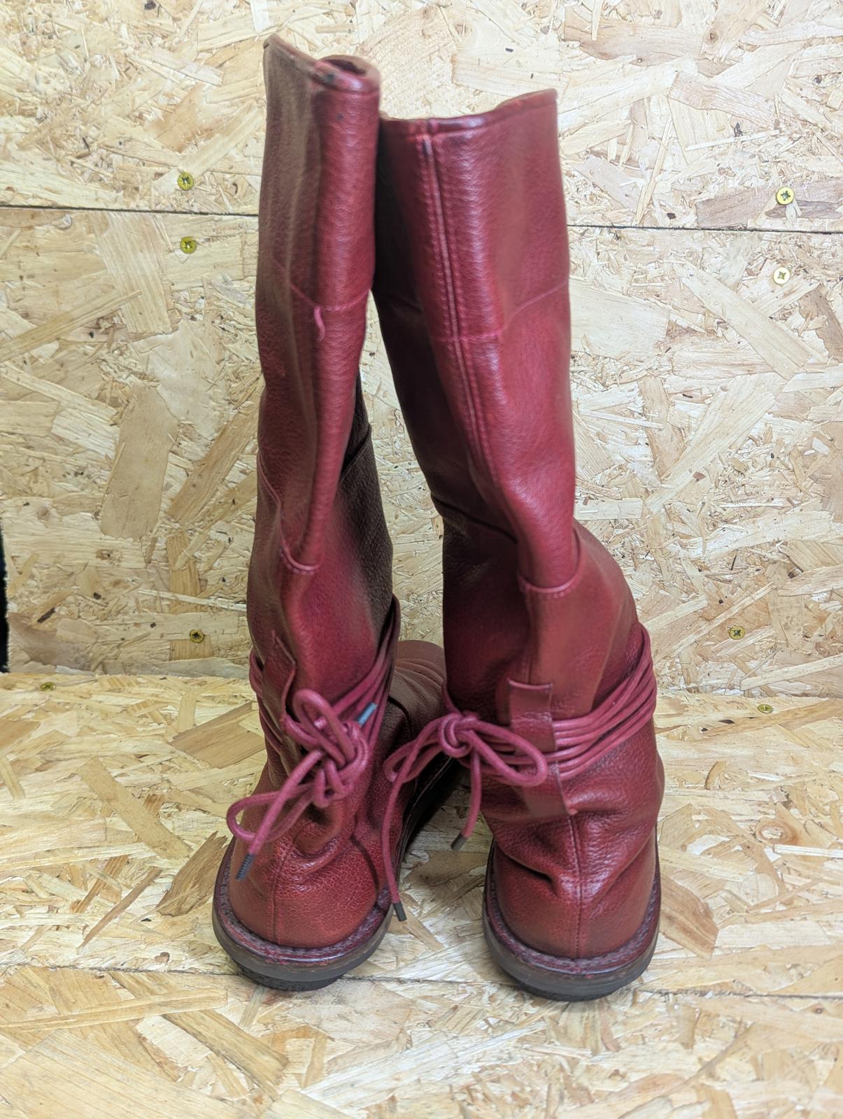 Trippen Full Grain Red Leather Boots Women UK Size 5 EU 38 Strap Lace Tie