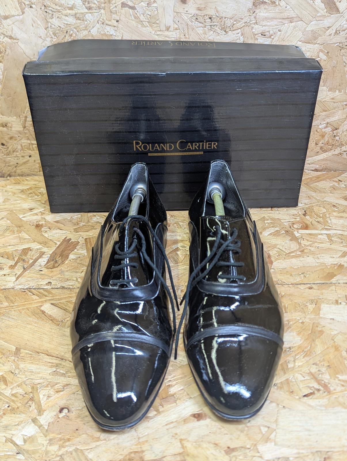Roland Cartier Dress Shoes UK 10 EU 44 Men Brogue Classic Shine Black Leather