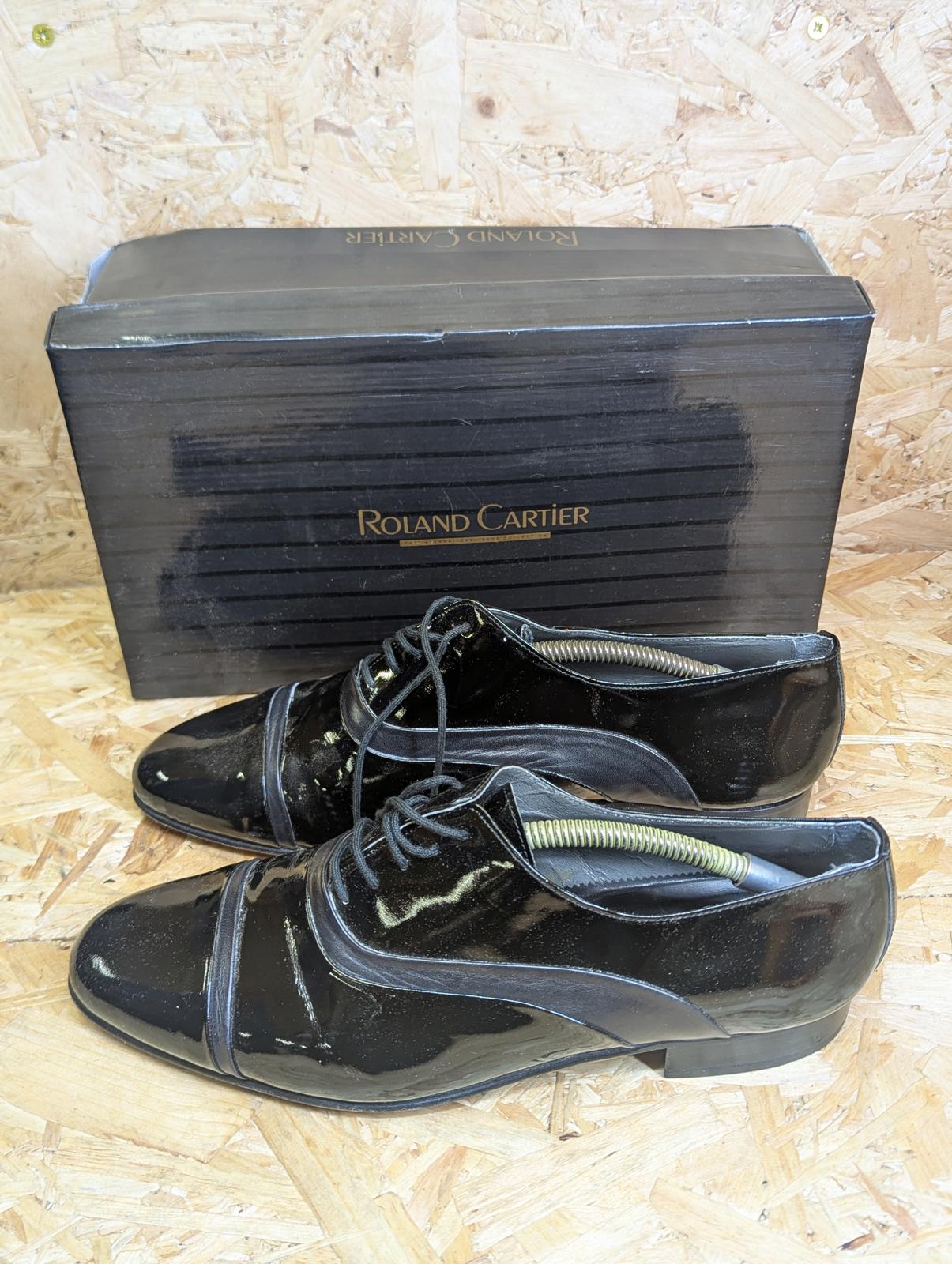 Roland Cartier Dress Shoes UK 10 EU 44 Men Brogue Classic Shine Black Leather
