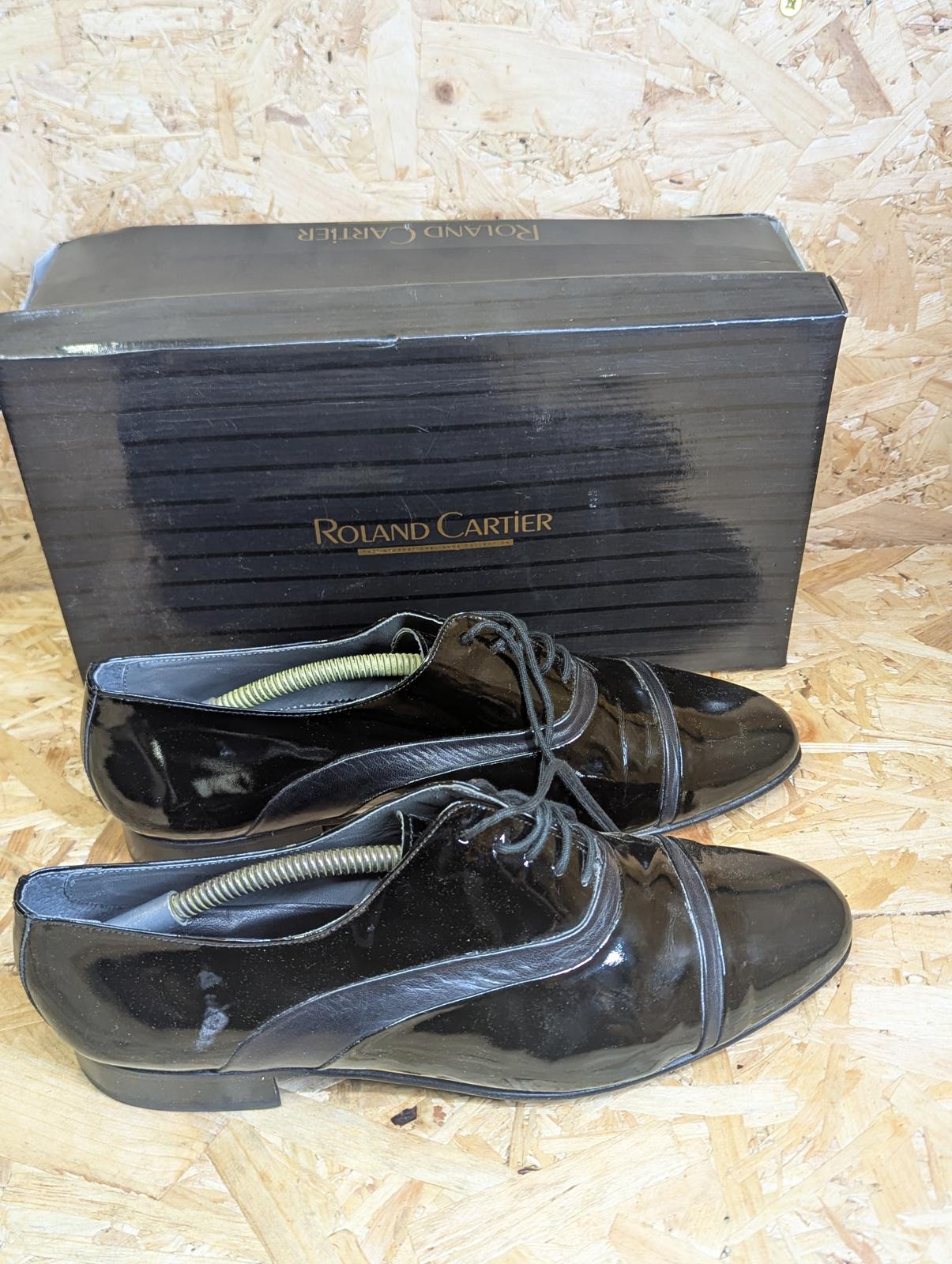 Roland Cartier Dress Shoes UK 10 EU 44 Men Brogue Classic Shine Black Leather