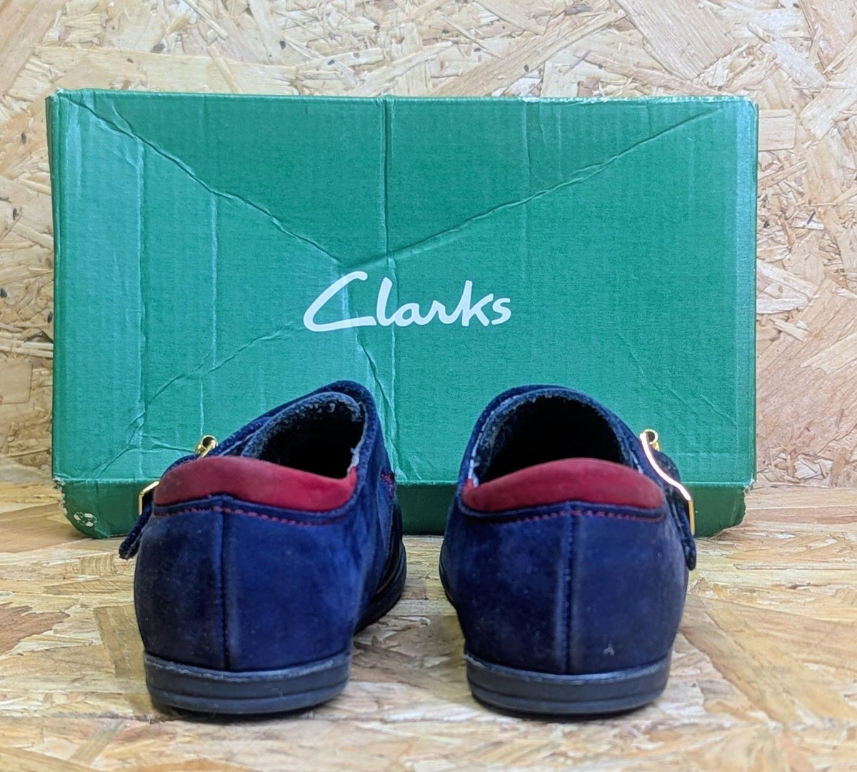 Vintage Clarks Morris Shoes Kids 6.5 UK 23 EU Blue Leather Buckle 90s England