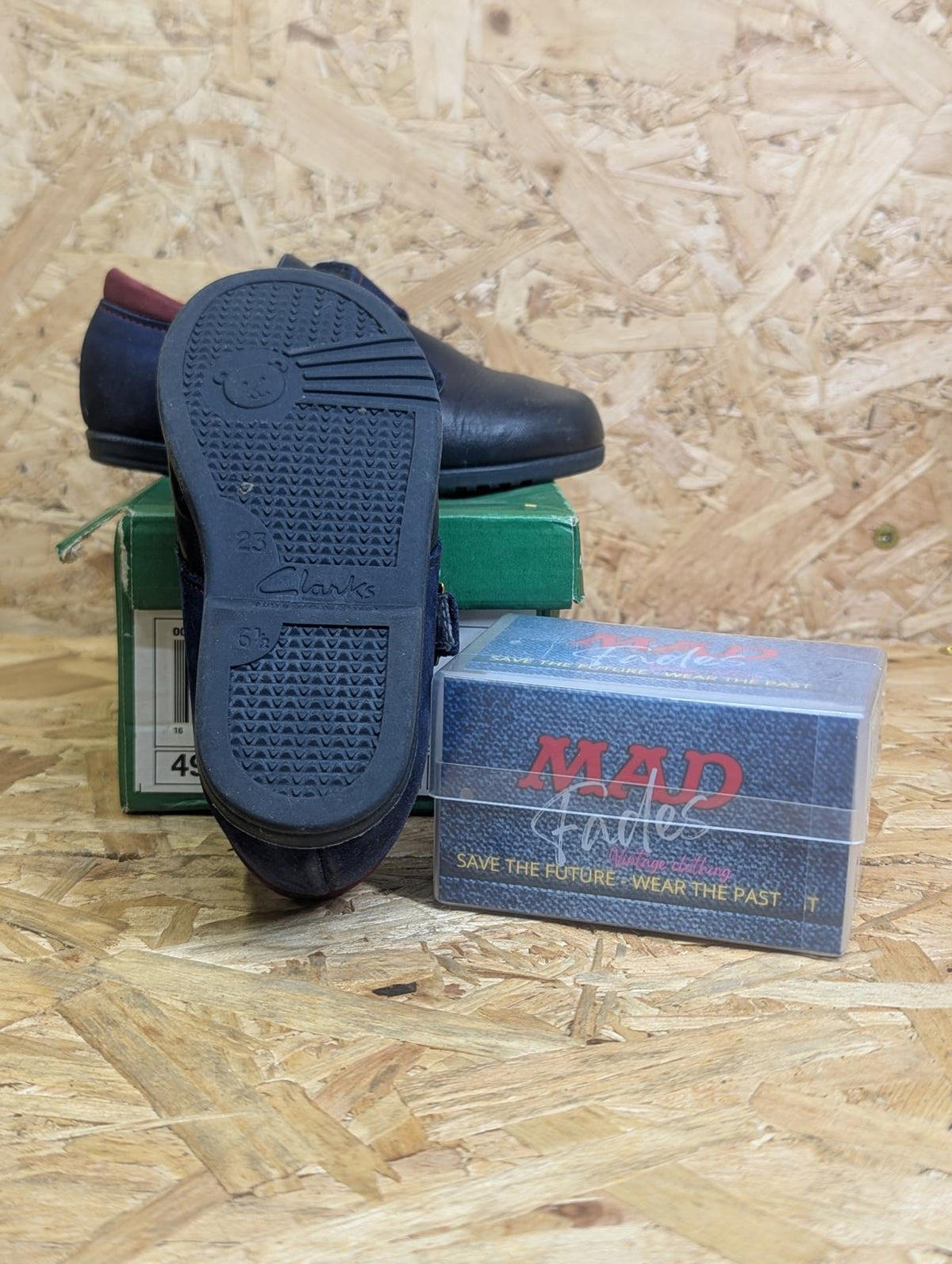 Vintage Clarks Morris Shoes Kids 6.5 UK 23 EU Blue Leather Buckle 90s England
