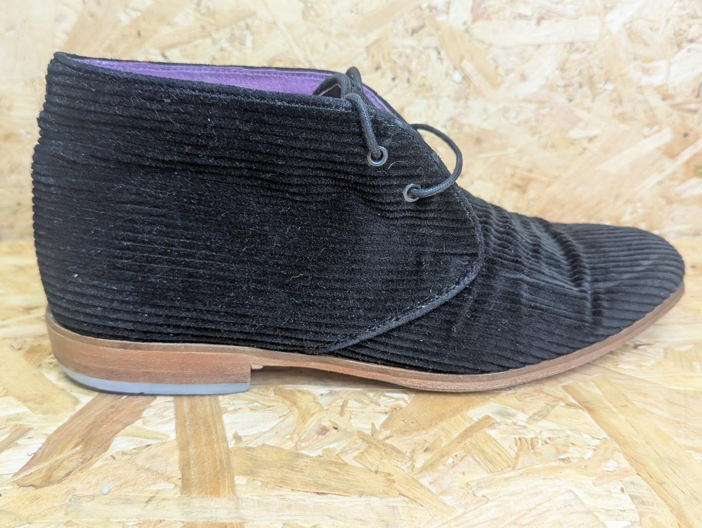 David Preston Regent Mod Boots Size 6 UK 40 EU Black Corduroy Flat Heel Laced