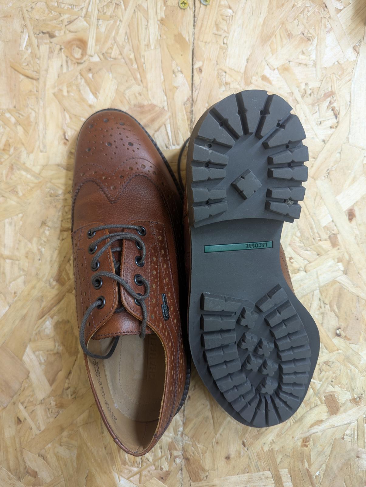 Lacoste Brogues Shoe 6 UK 39.5 EU Mod Retro Lace Brown Leather 2002 Vintage