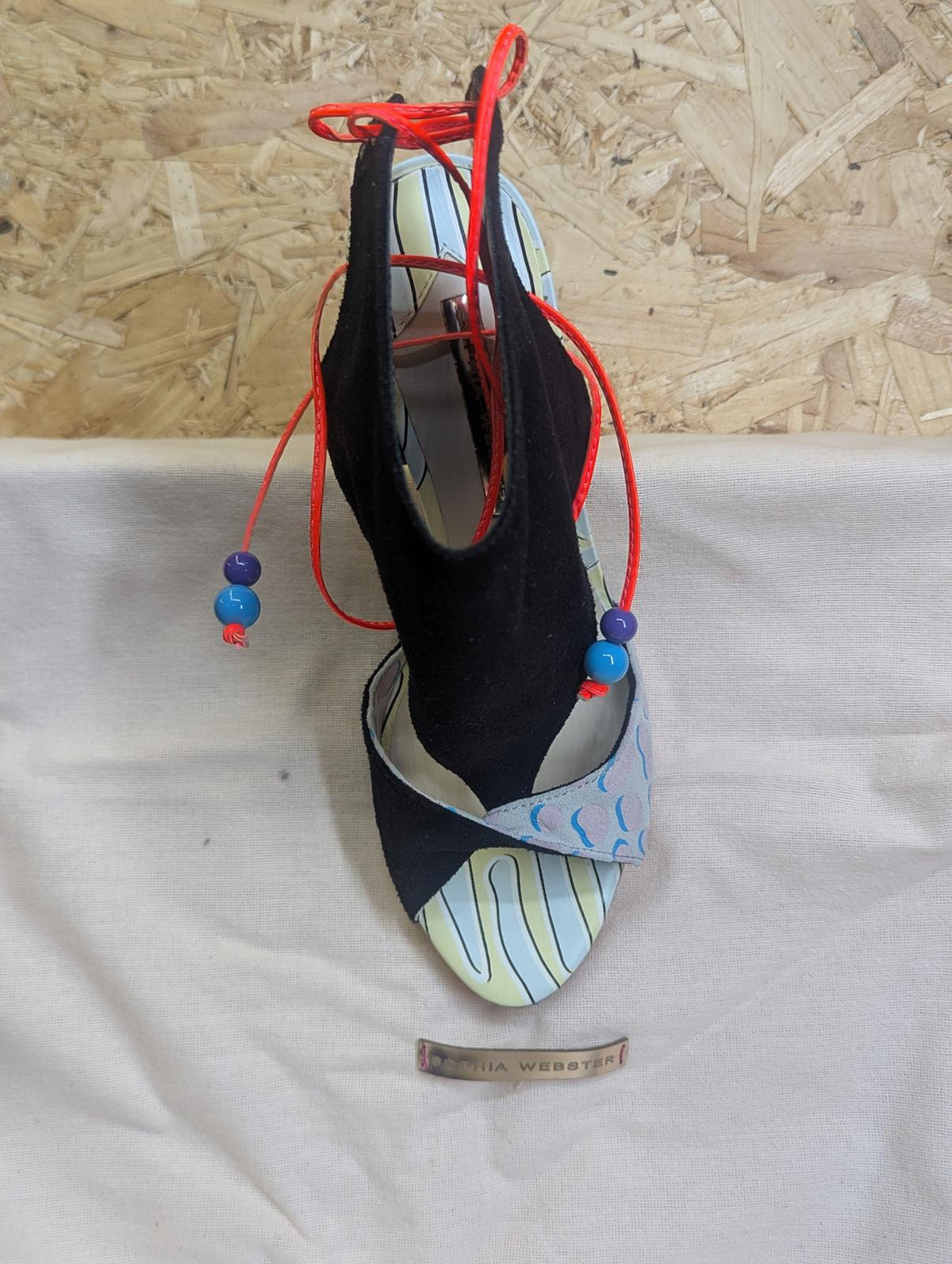 Sophia Webster Black Leather Stiletto Size 7 UK 40.5 EU Blue Heel Strappy