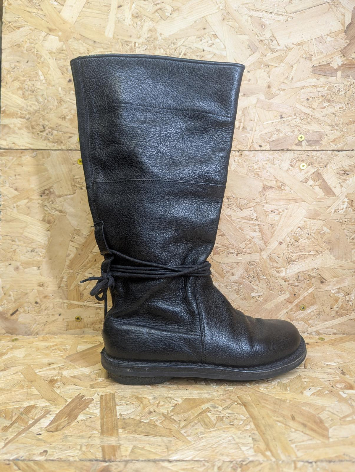Trippen Full Grain Black Leather Boots Women UK Size 4 EU 37 Strap Lace Tie