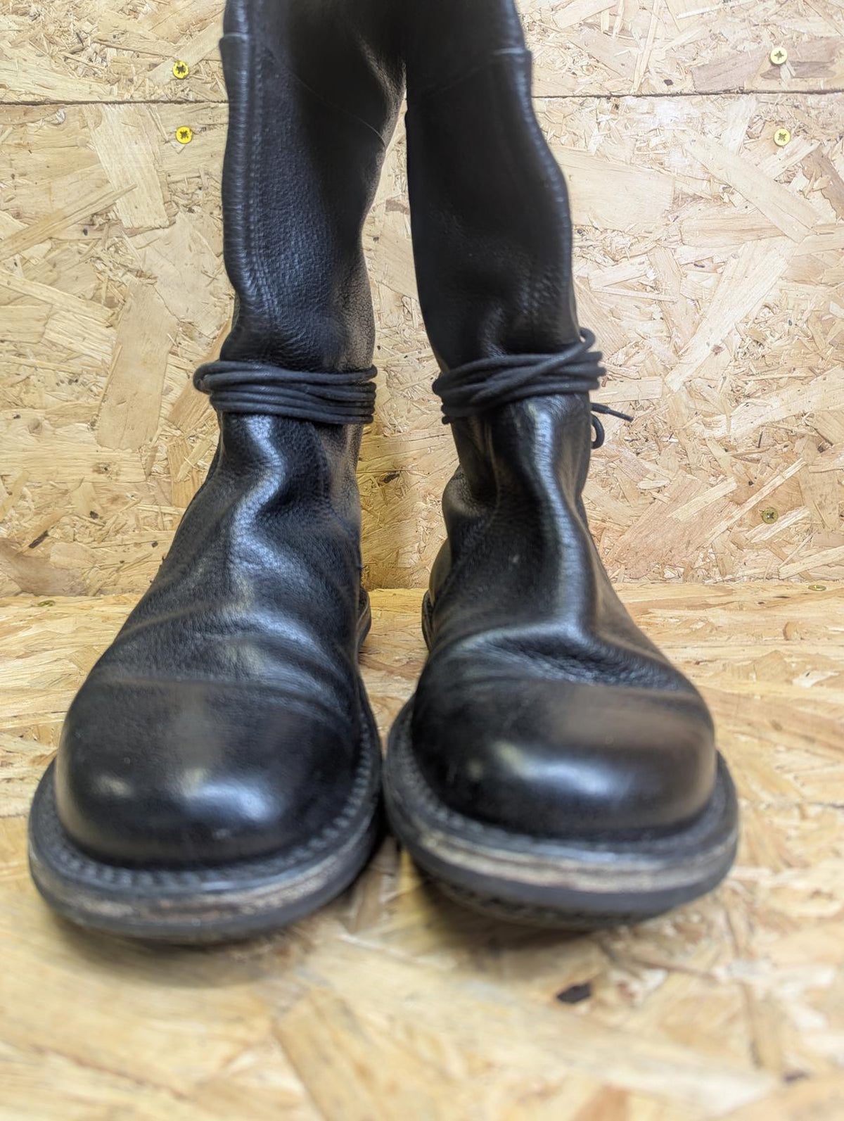 Trippen Full Grain Black Leather Boots Women UK Size 4 EU 37 Strap Lace Tie