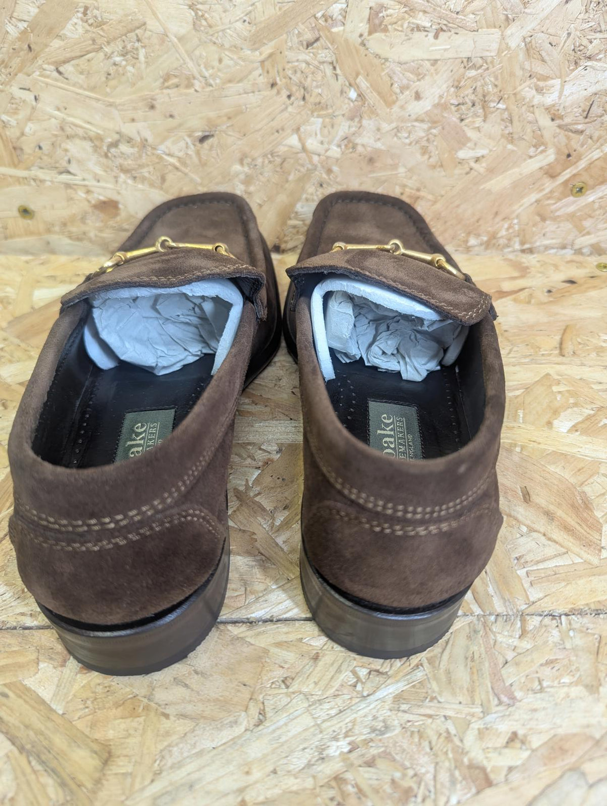 Loake Garda Brown Suede Shoes UK 6 F EU 39 Leather Buckle Loafers Slip-on Boxed