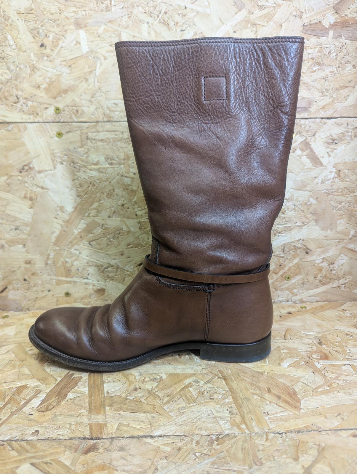 Gucci Interlocking G Leather Slouch Boots UK 9 EU 43 E Brown Boxed Dust Bags