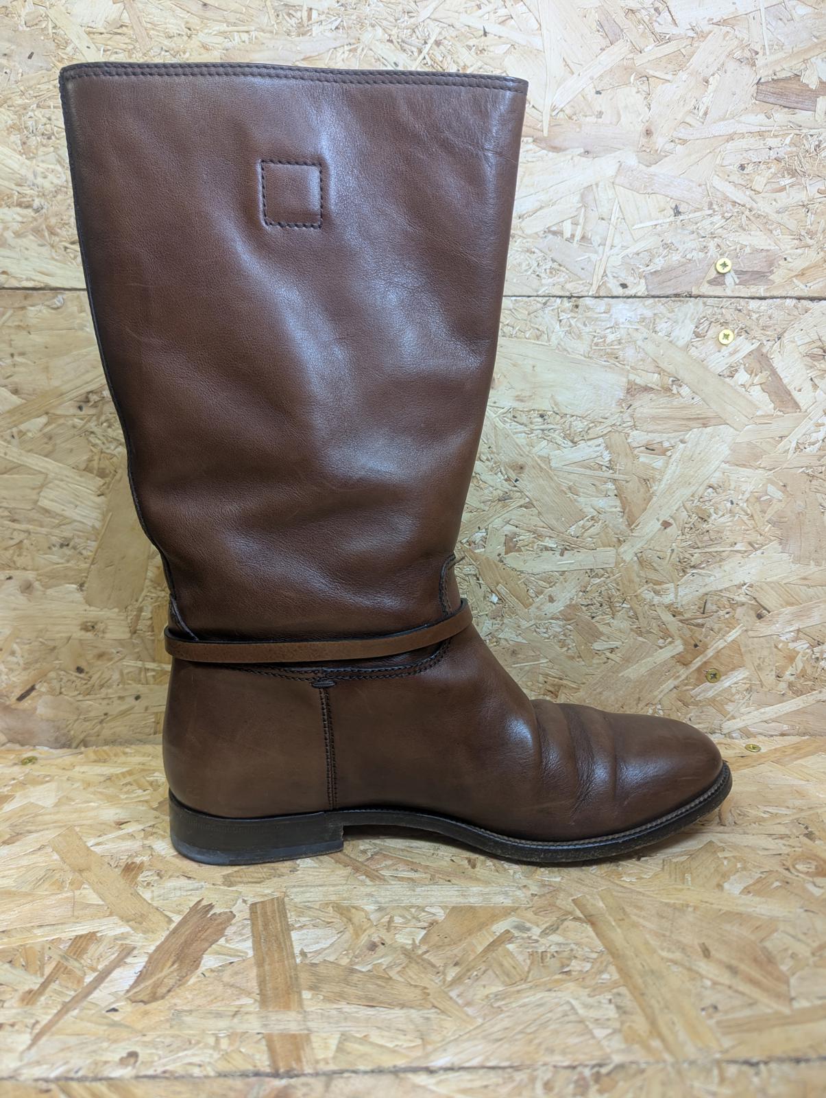 Gucci Interlocking G Leather Slouch Boots UK 9 EU 43 E Brown Boxed Dust Bags