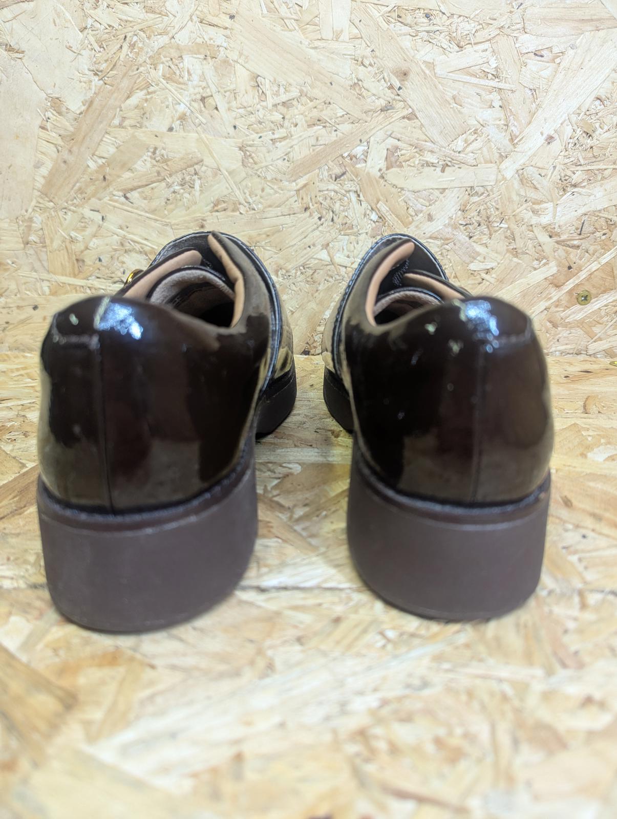 Fitflop Monk Strap Buckle Brown Shoes Size UK 4 EU 37 Women Shine Flats Comfort