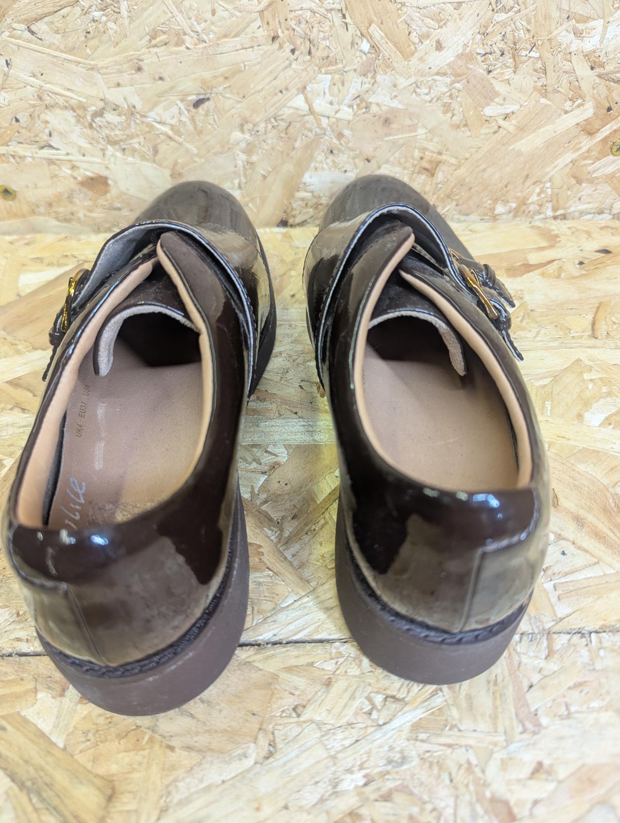 Fitflop Monk Strap Buckle Brown Shoes Size UK 4 EU 37 Women Shine Flats Comfort