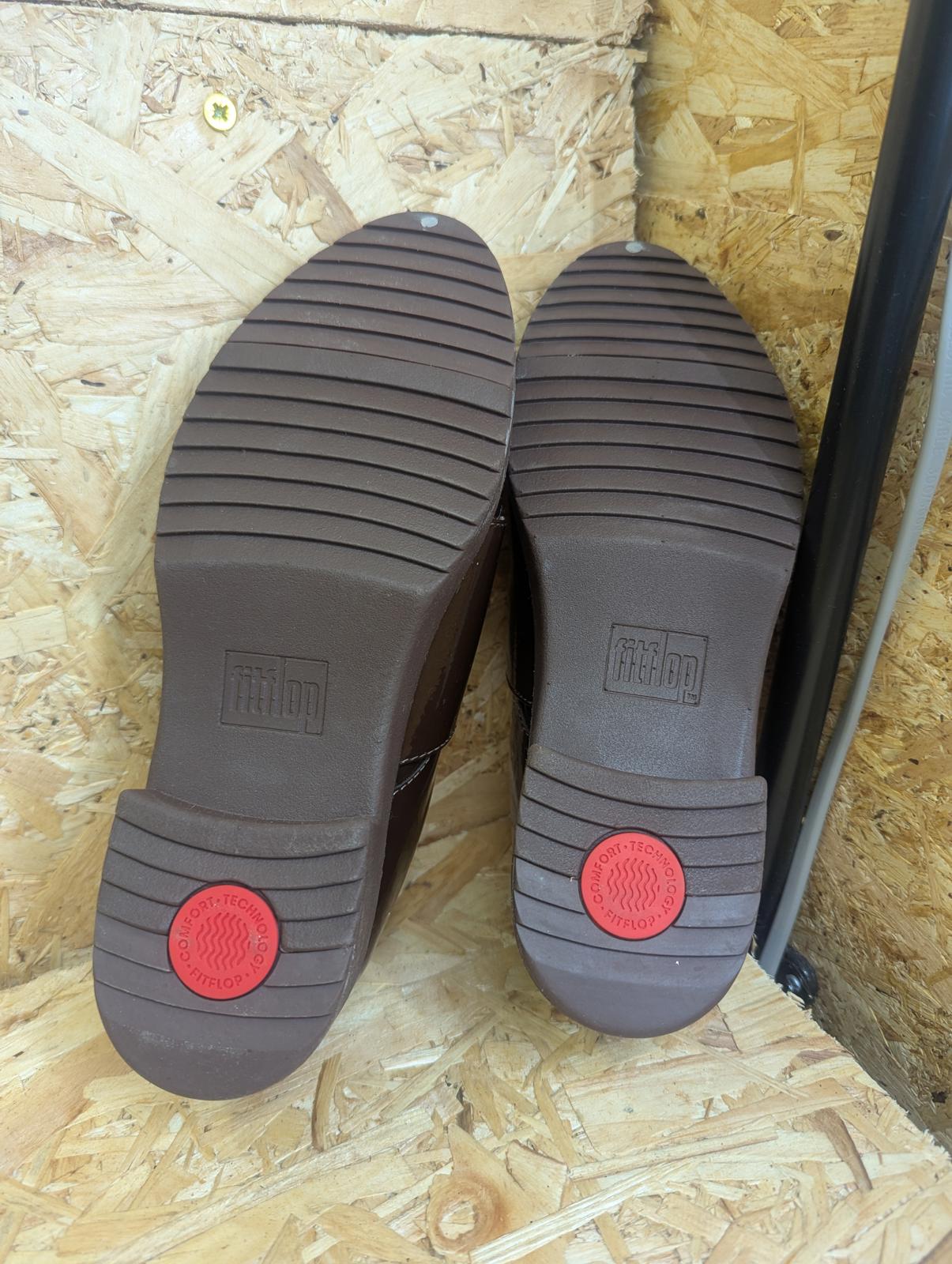 Fitflop Monk Strap Buckle Brown Shoes Size UK 4 EU 37 Women Shine Flats Comfort