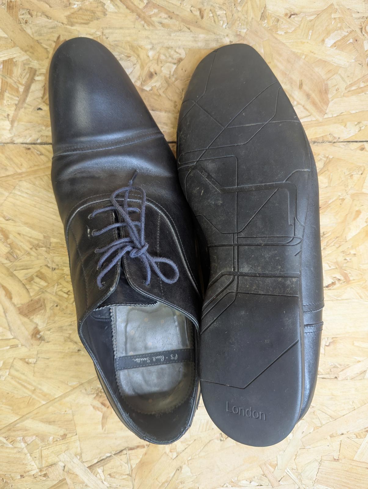 Paul Smith Leather Shoes UK 11 EU 45 Men Made in Italy Shine Black Smart Lace