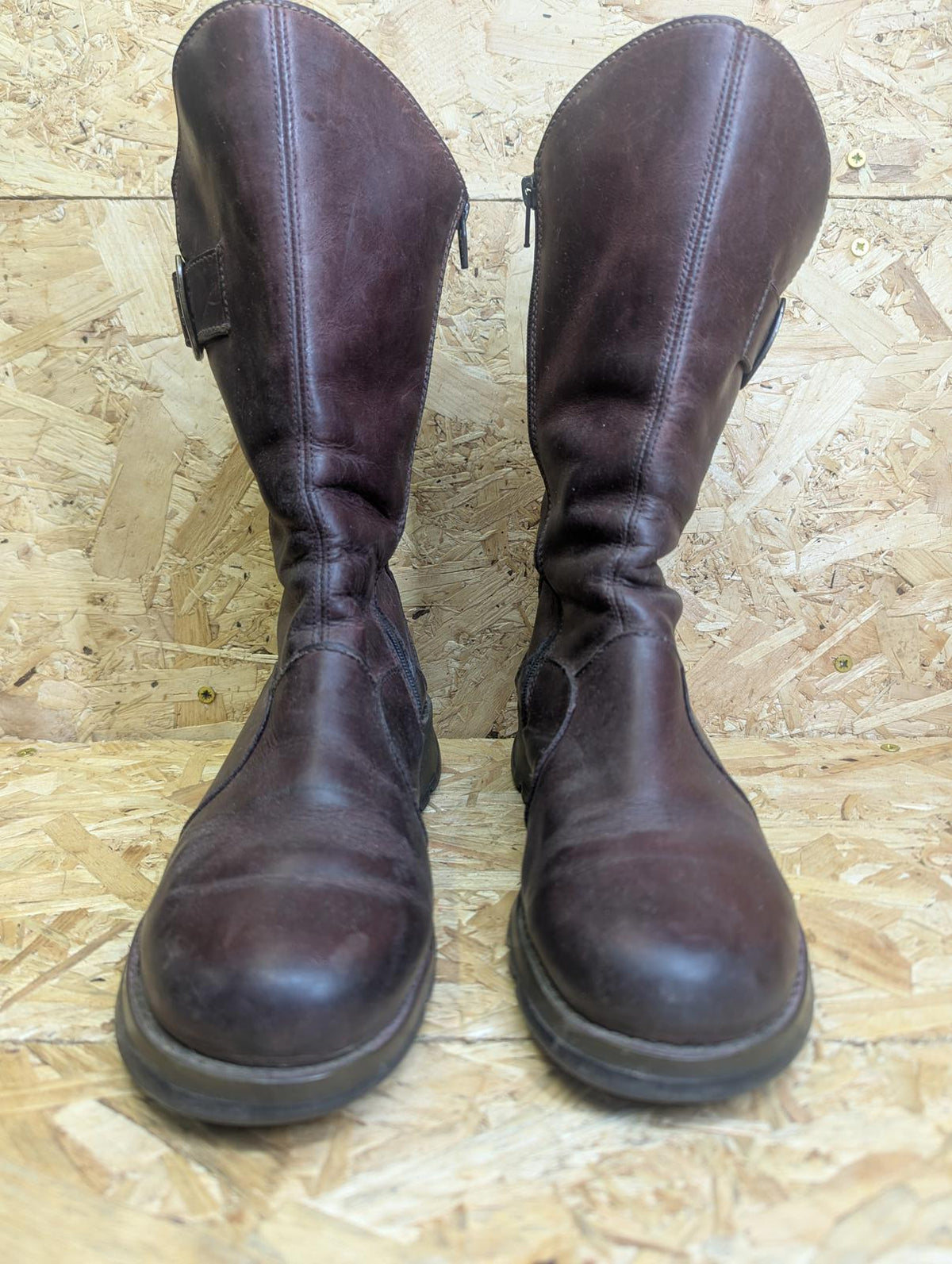 Fly London Mes 2 Mid-Calf Boots UK 7 EU 40 Women Burgundy Leather Buckle