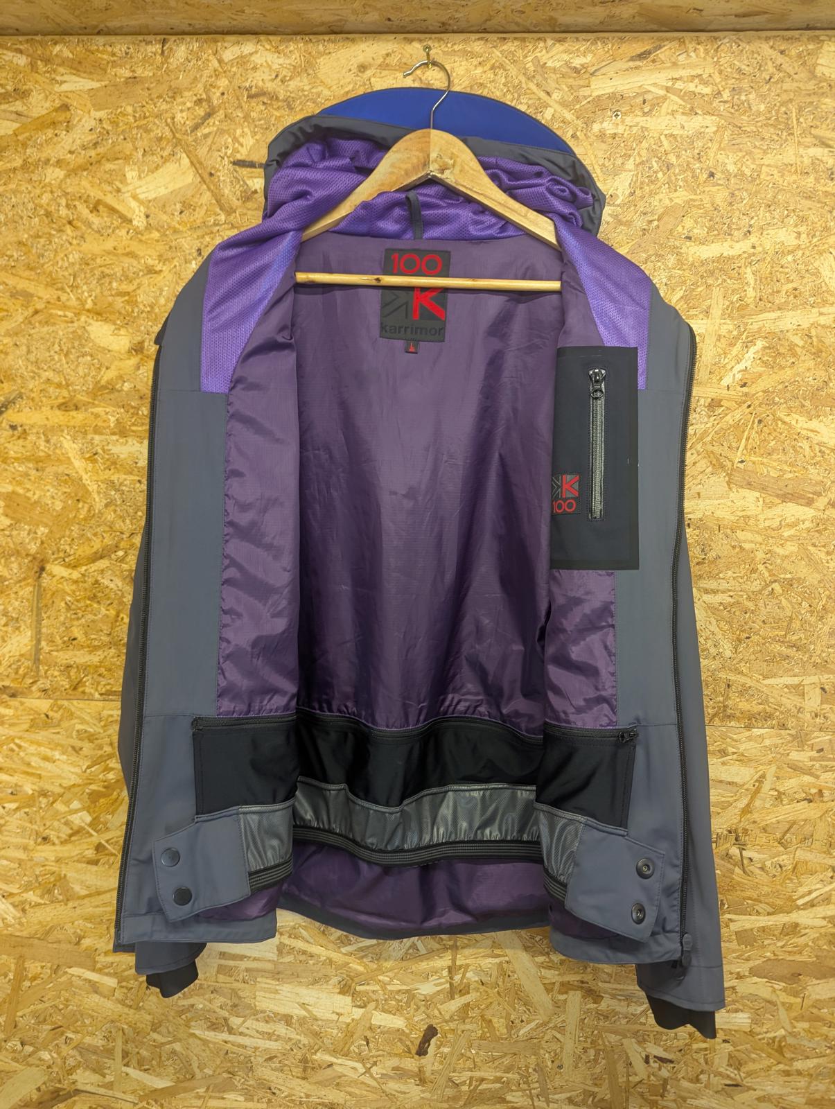 Karrimor k100 Rain Jacket Large Men Waterproof Coat Grey Blue Purple Anorak