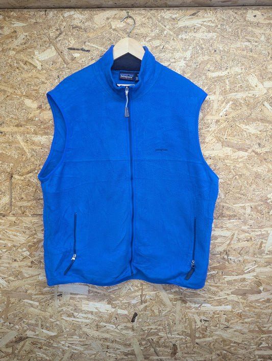 Vintage Patagonia Vest Fleece XXL Men Blue Full Zip Gilet Bodywarmer 90s