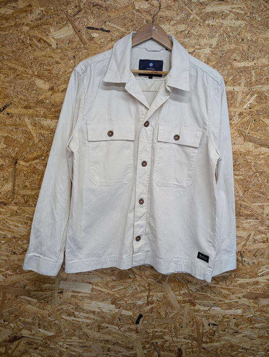 Ben Sherman Chore Jacket Medium Men Cream Overshirt Canvas Utility Shacket